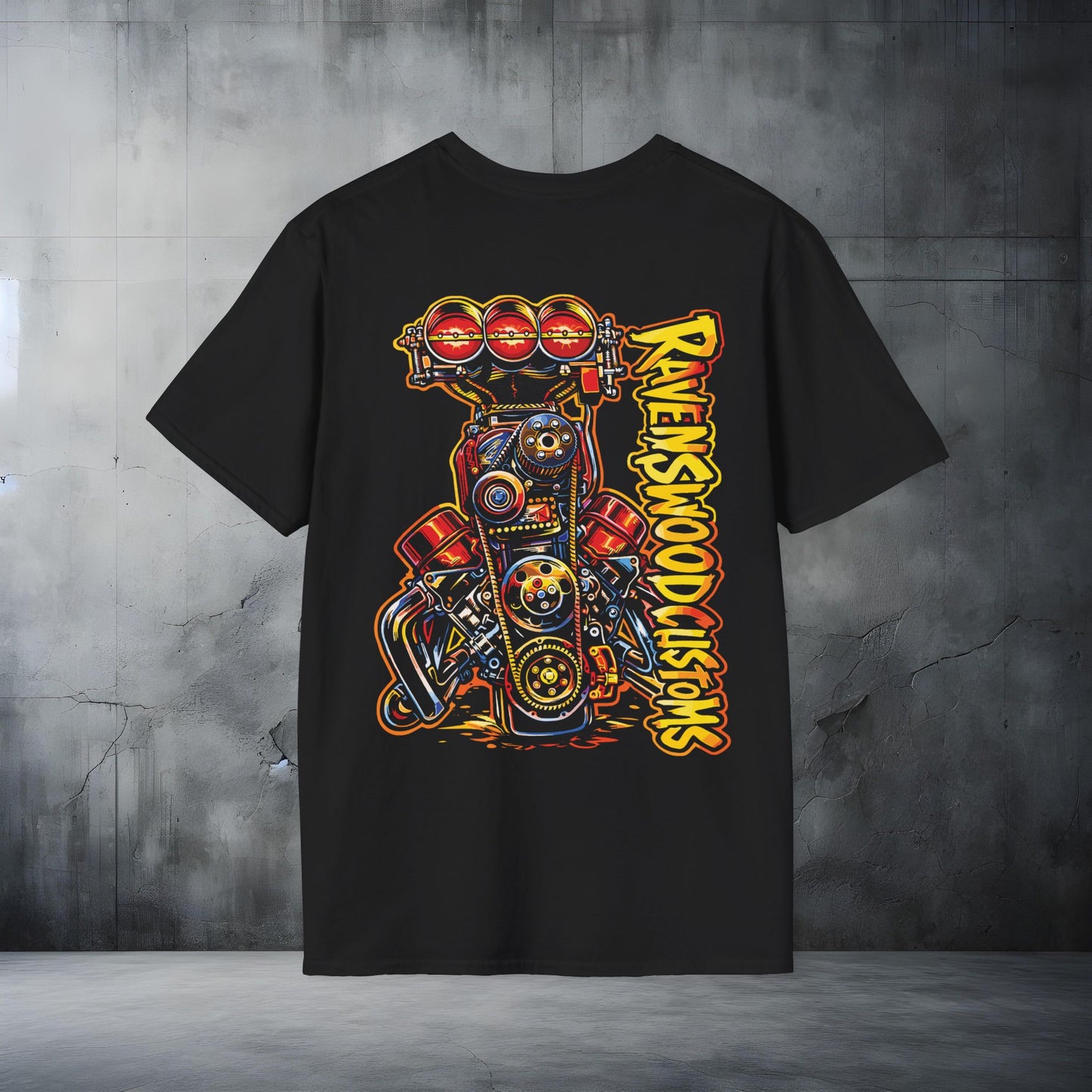 Ravenswood Customs Blown Injected V8 Engine Graphic Tee