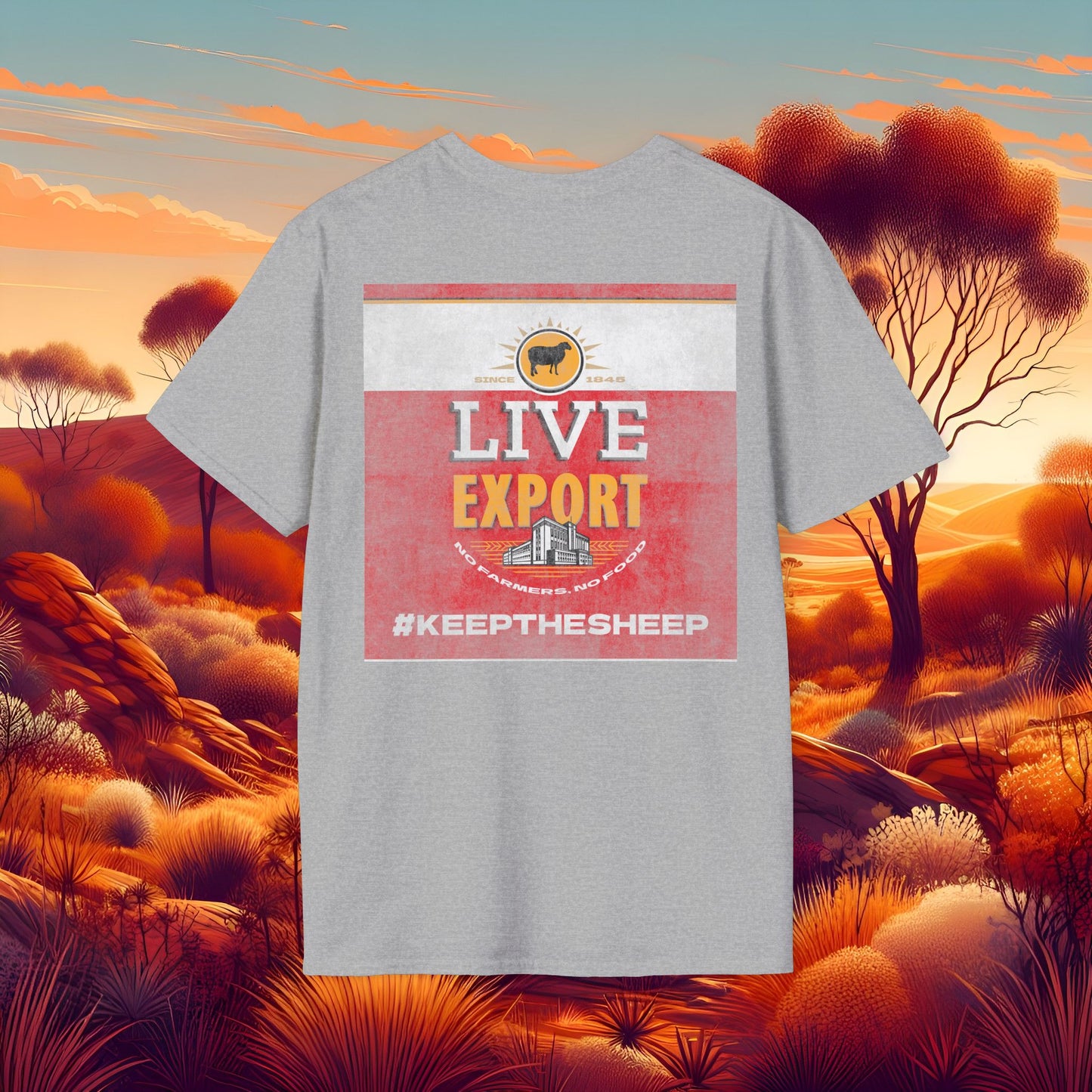 Worn and Distressed Live Export #keepthesheep Unisex Softstyle T-Shirt - Bold Graphic Tee for Keep the Sheep movement