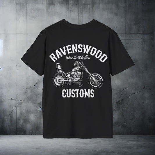 Ravenswood Customs Motorcycle T-Shirt, Unisex Graphic Tee for Bikers, Casual Wear, Gift for Motorcycle Enthusiasts, Skull Tee, Custom [...]