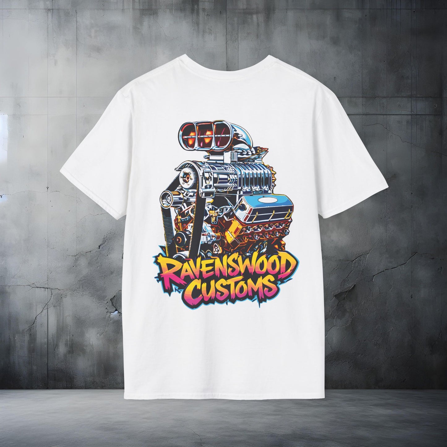 Ravenswood Customs Blown Windsor V8 Engine Graphic T-Shirt