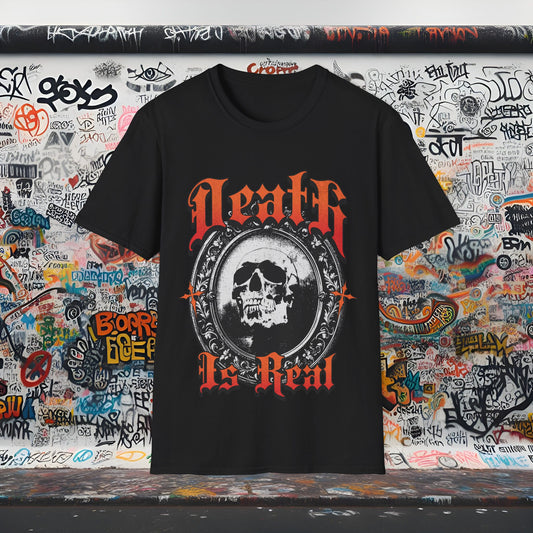 Death Is Real Skull Graphic Unisex T-Shirt, Gothic Tee, Music Festival Shirt, Halloween Costume, Alternative Fashion