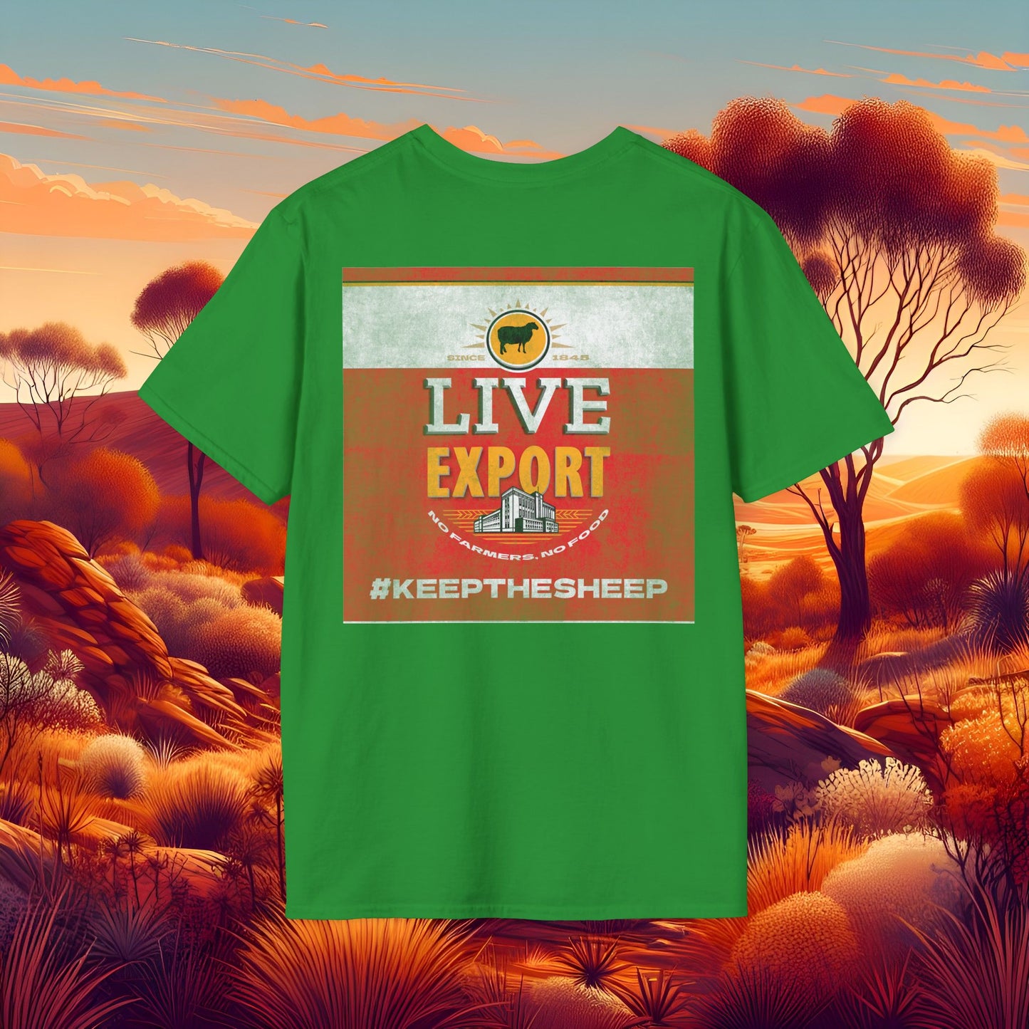 Worn and Distressed Live Export #keepthesheep Unisex Softstyle T-Shirt - Bold Graphic Tee for Keep the Sheep movement