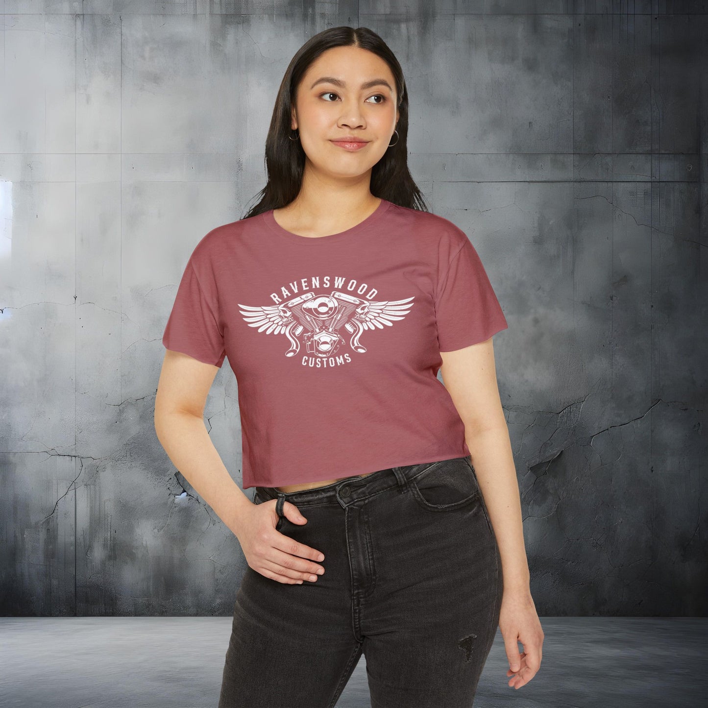 Ravenswood Customs Women's Festival Crop Top - Boho Chic Tee for Summer Events