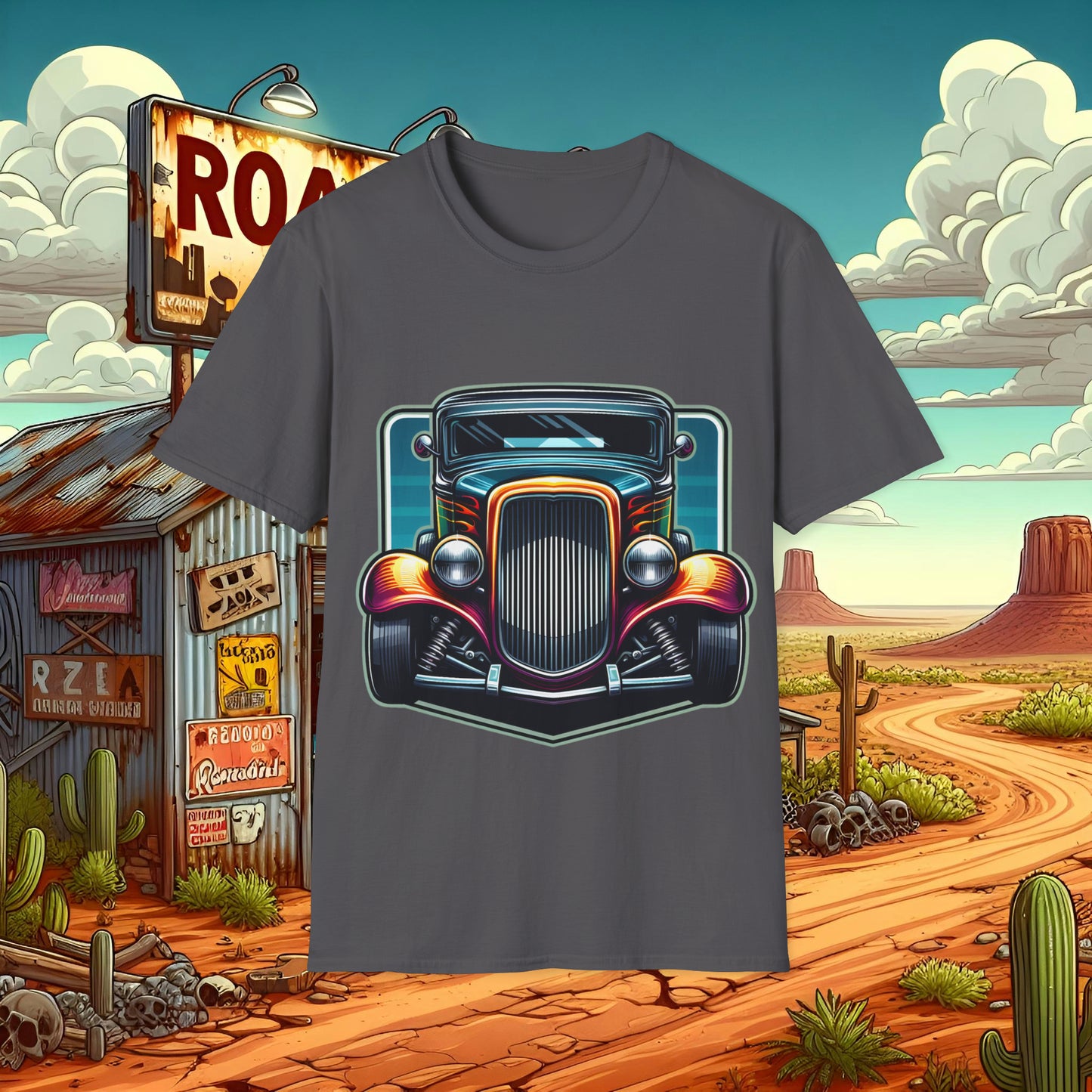 Toon Hot Rod 1 Unisex Softstyle T-Shirt