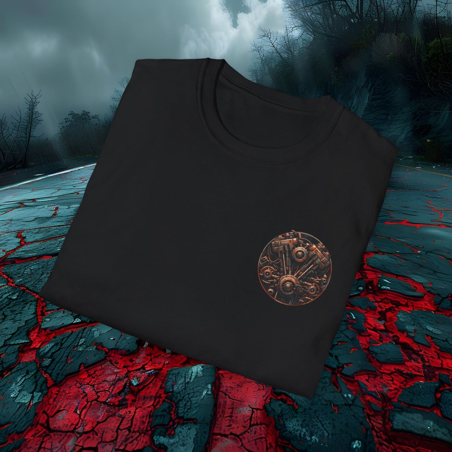 Motorcycle Enthusiast T-Shirt - Vintage Engine Design for Riders