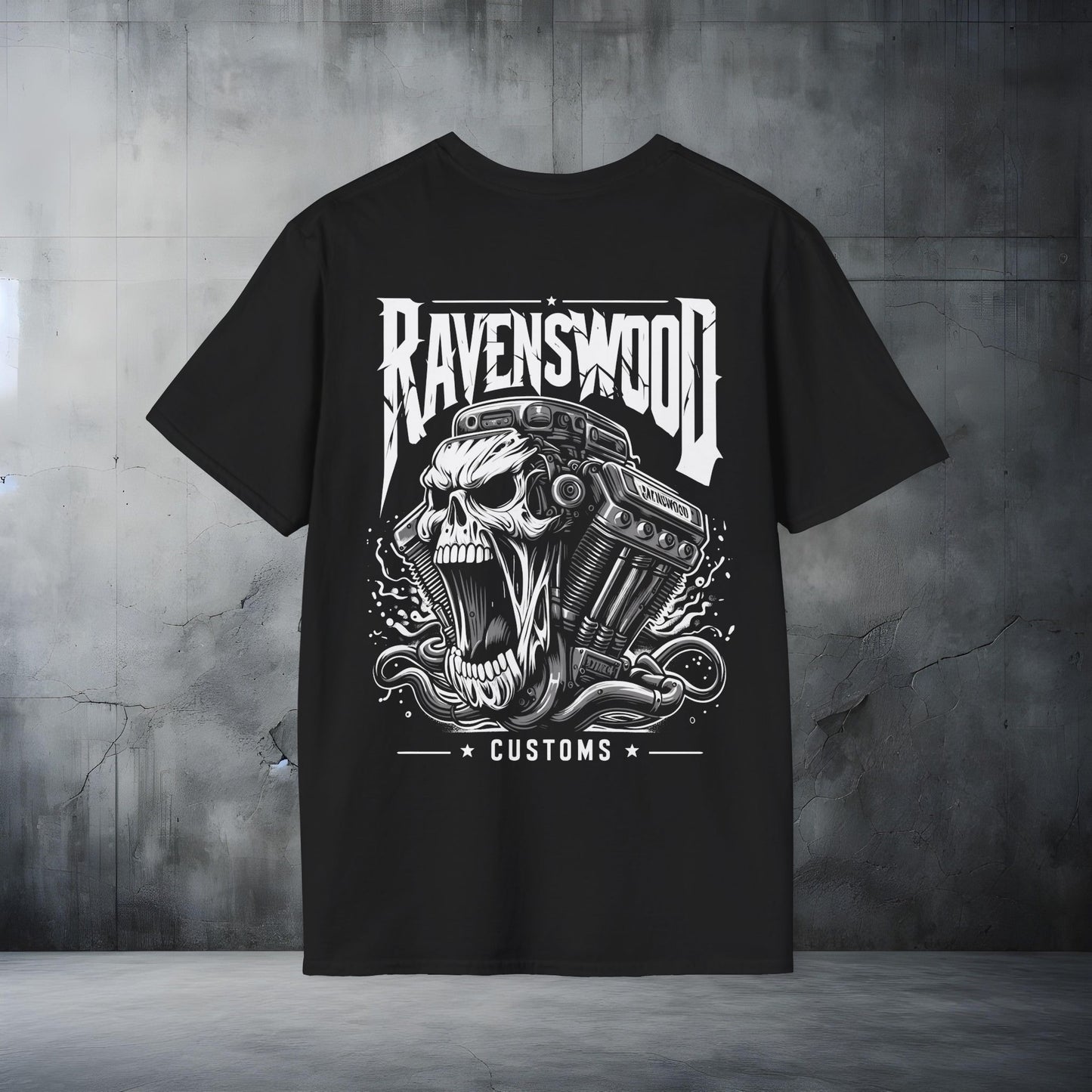 Ravenswood Customs V-Twin Skull Unisex Softstyle T-Shirt