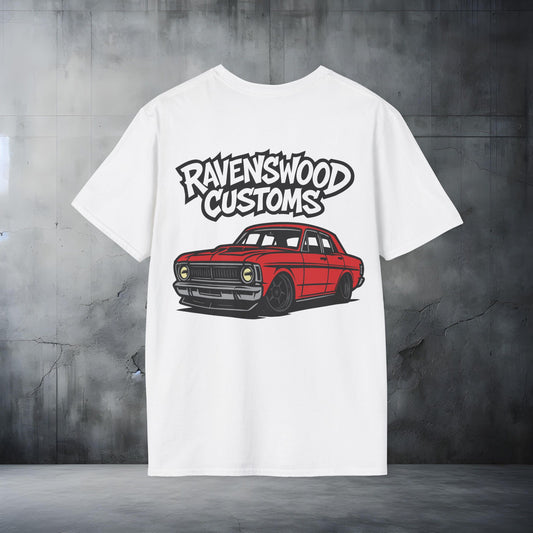 Ravenswood Customs Unisex Softstyle T-Shirt - Red XY Sedan Falcon Design, Cool Graphic Tee