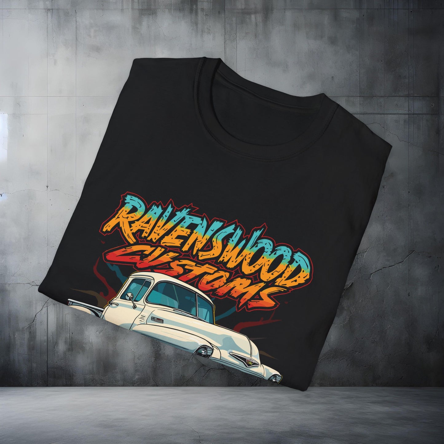 Ravenswood Classic Truck T-Shirt – Retro Neon Car Graphic Tee