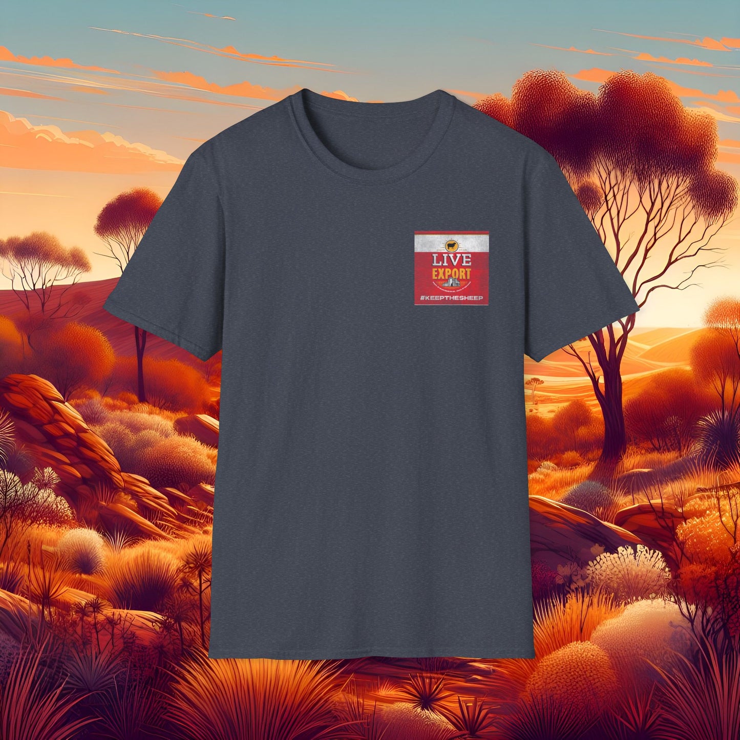 Worn and Distressed Live Export #keepthesheep Unisex Softstyle T-Shirt - Bold Graphic Tee for Keep the Sheep movement