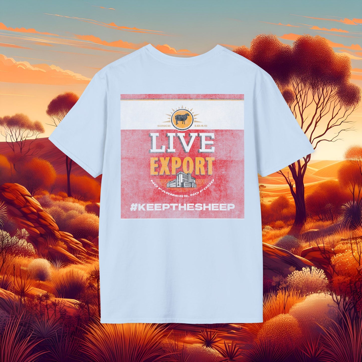 Worn and Distressed Live Export #keepthesheep Unisex Softstyle T-Shirt - Bold Graphic Tee for Keep the Sheep movement