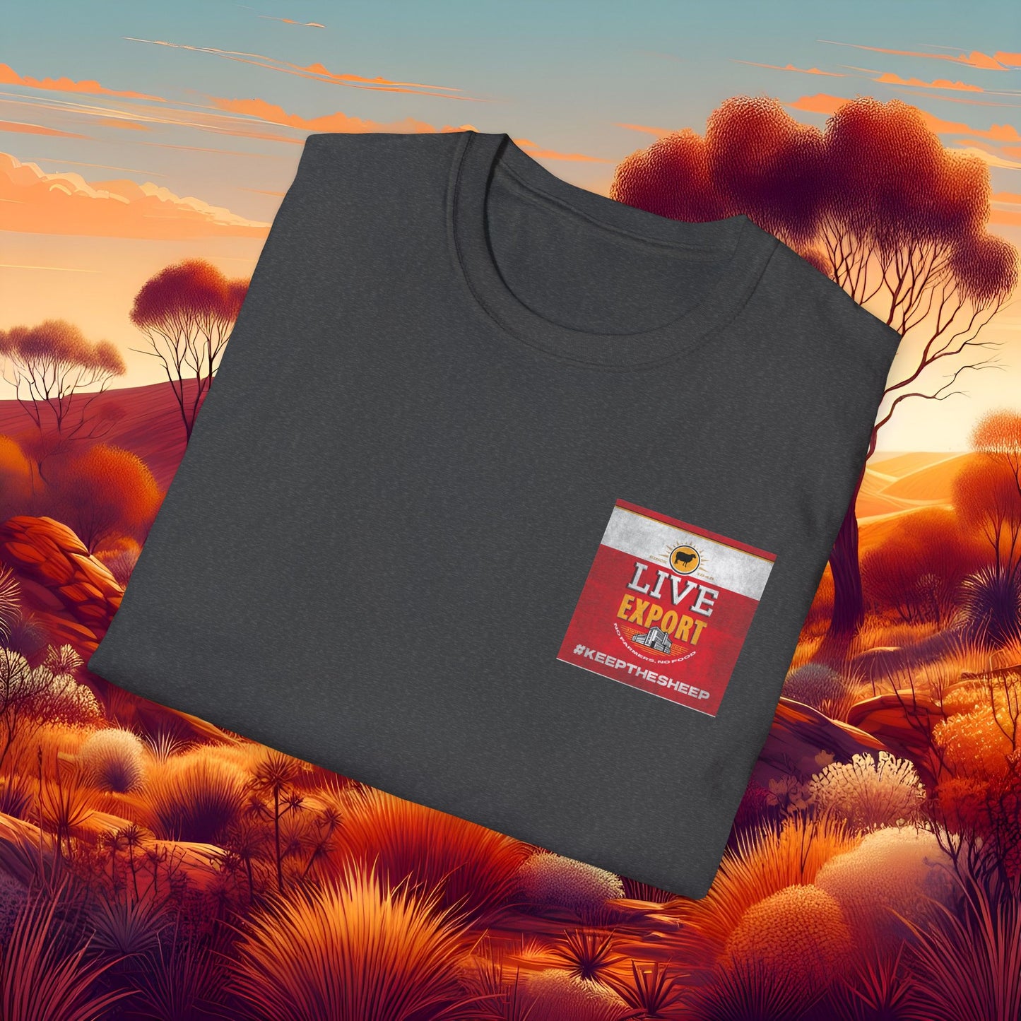 Worn and Distressed Live Export #keepthesheep Unisex Softstyle T-Shirt - Bold Graphic Tee for Keep the Sheep movement