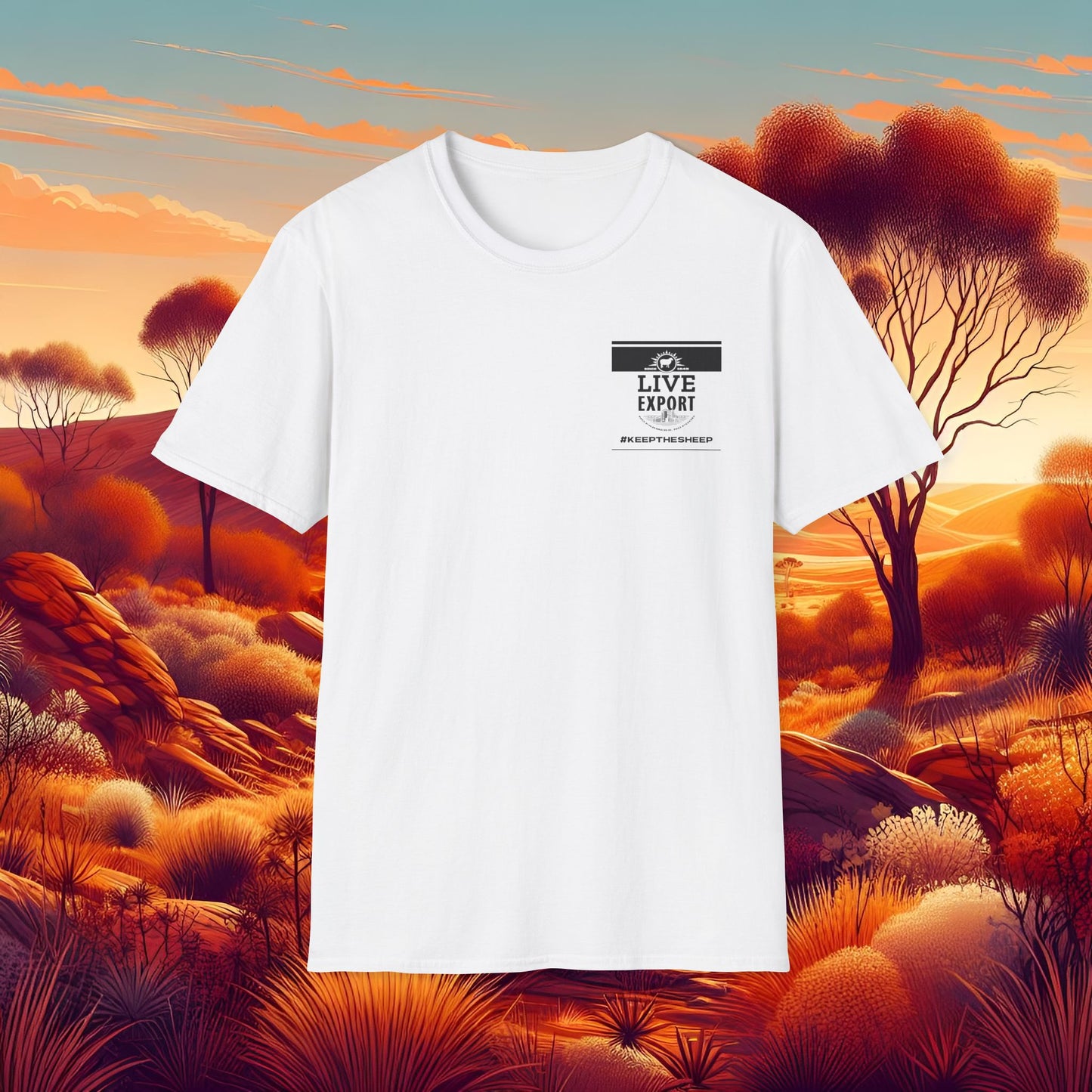 Live Export Keep the Sheep Black & White Unisex Softstyle T-Shirt