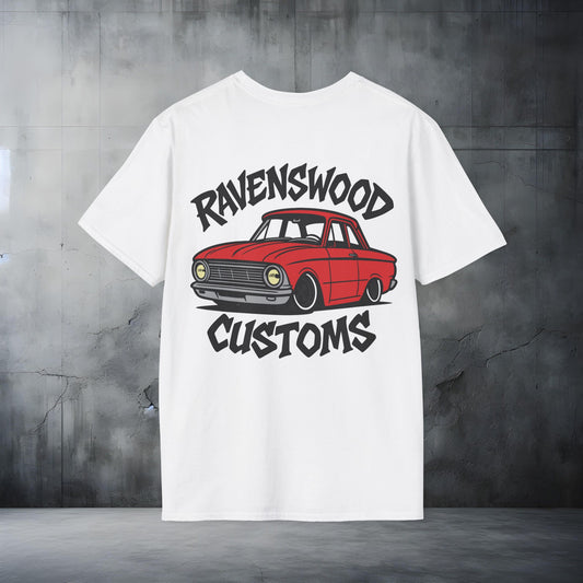 Ravenswood Customs Unisex Softstyle T-Shirt - Red XP Sedan Falcon Design, Cool Graphic Tee