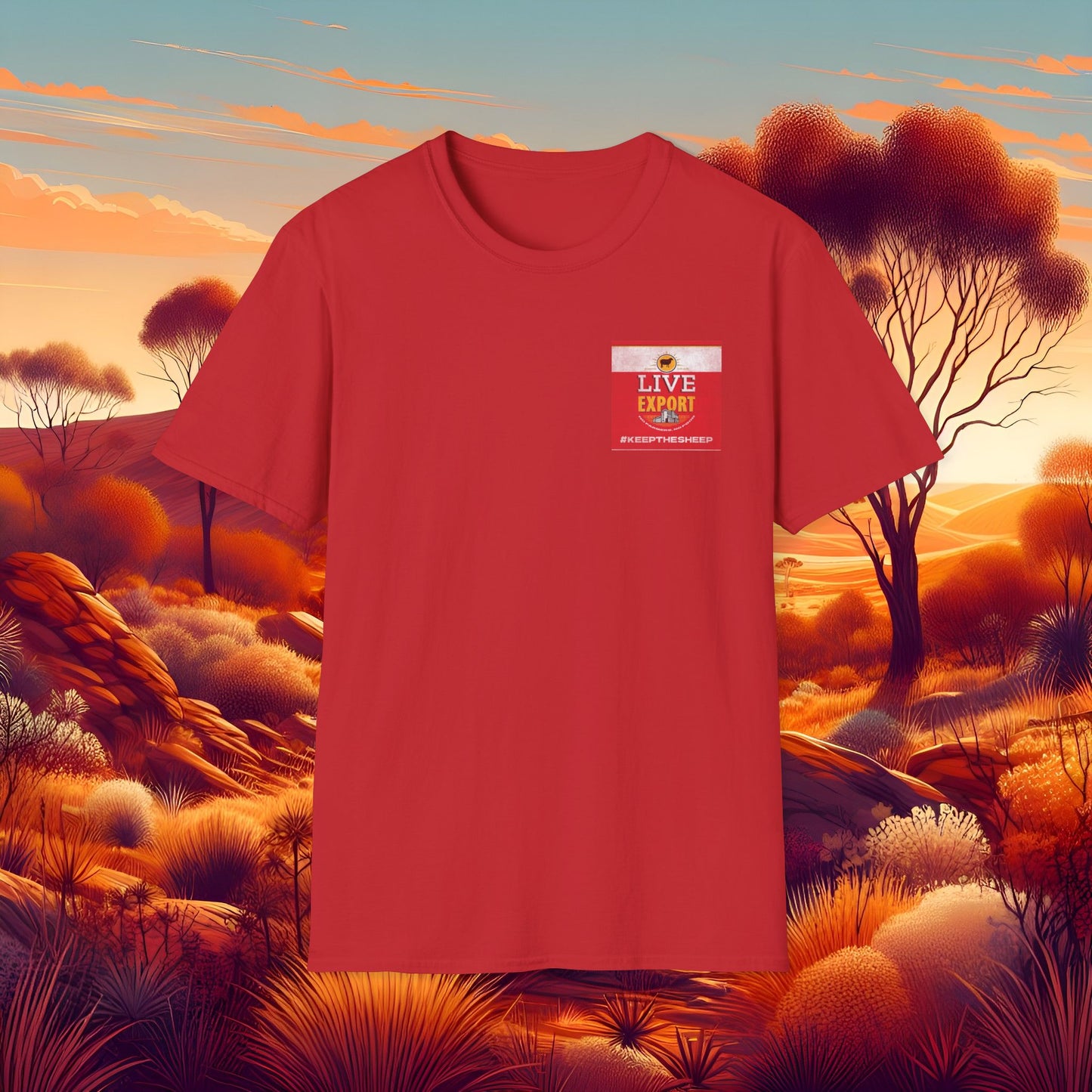 Worn and Distressed Live Export #keepthesheep Unisex Softstyle T-Shirt - Bold Graphic Tee for Keep the Sheep movement