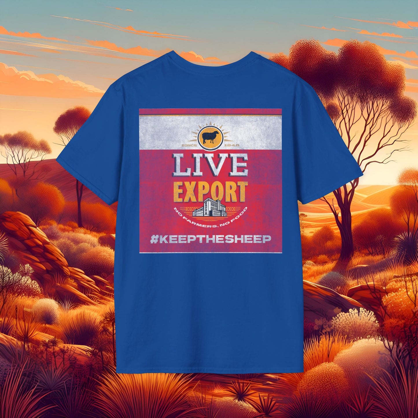 Worn and Distressed Live Export #keepthesheep Unisex Softstyle T-Shirt - Bold Graphic Tee for Keep the Sheep movement