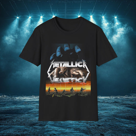 Metallica Skull Graphic 9 Unisex Softstyle T-Shirt, Band Tee, Music Apparel, Perfect Gift for Rock Fans, Concert Wear, Casual Style
