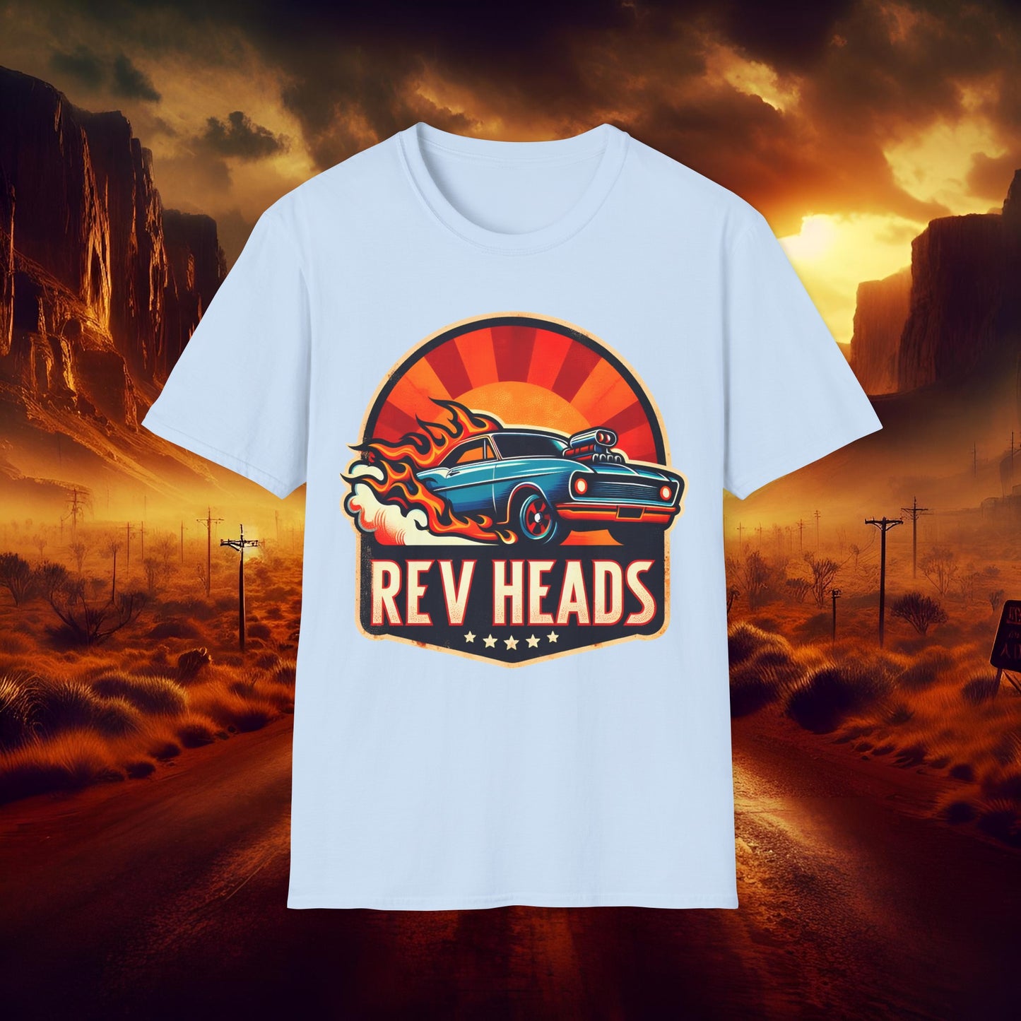 Retro Rev Heads Unisex Softstyle T-Shirt