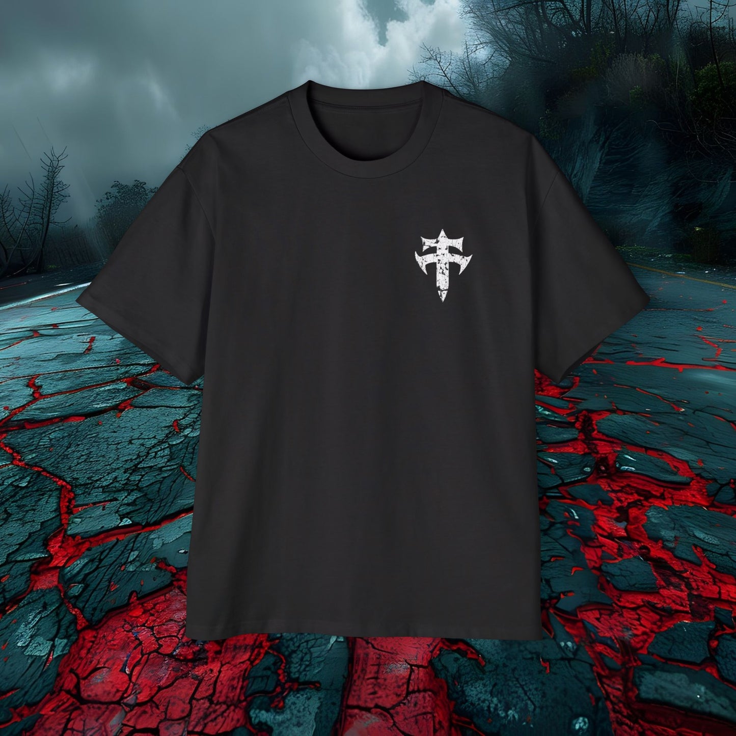 Throttle Therapy TT Logo Graphic Tee Distressed White Emblem Men's Oversized Shirt