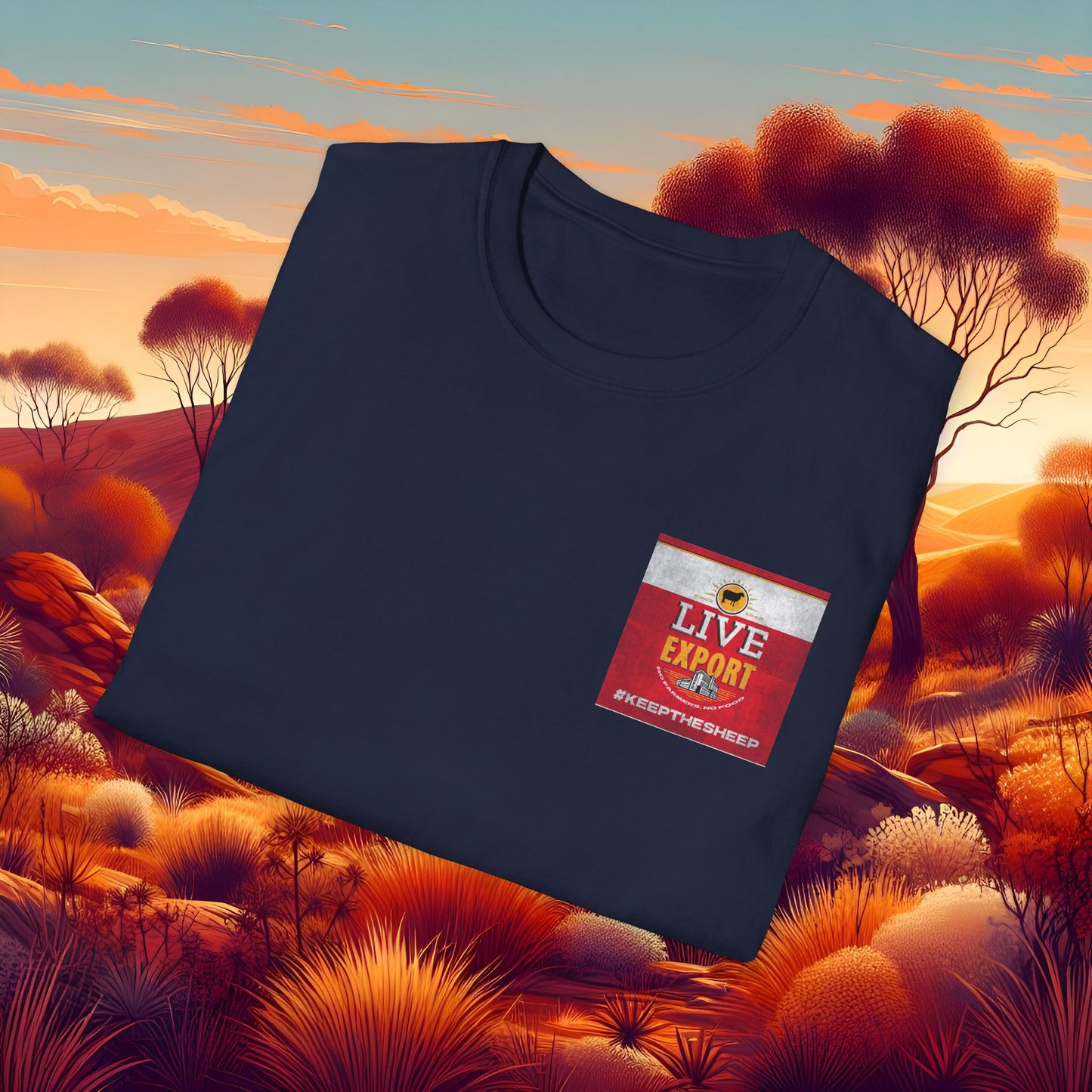 Worn and Distressed Live Export #keepthesheep Unisex Softstyle T-Shirt - Bold Graphic Tee for Keep the Sheep movement