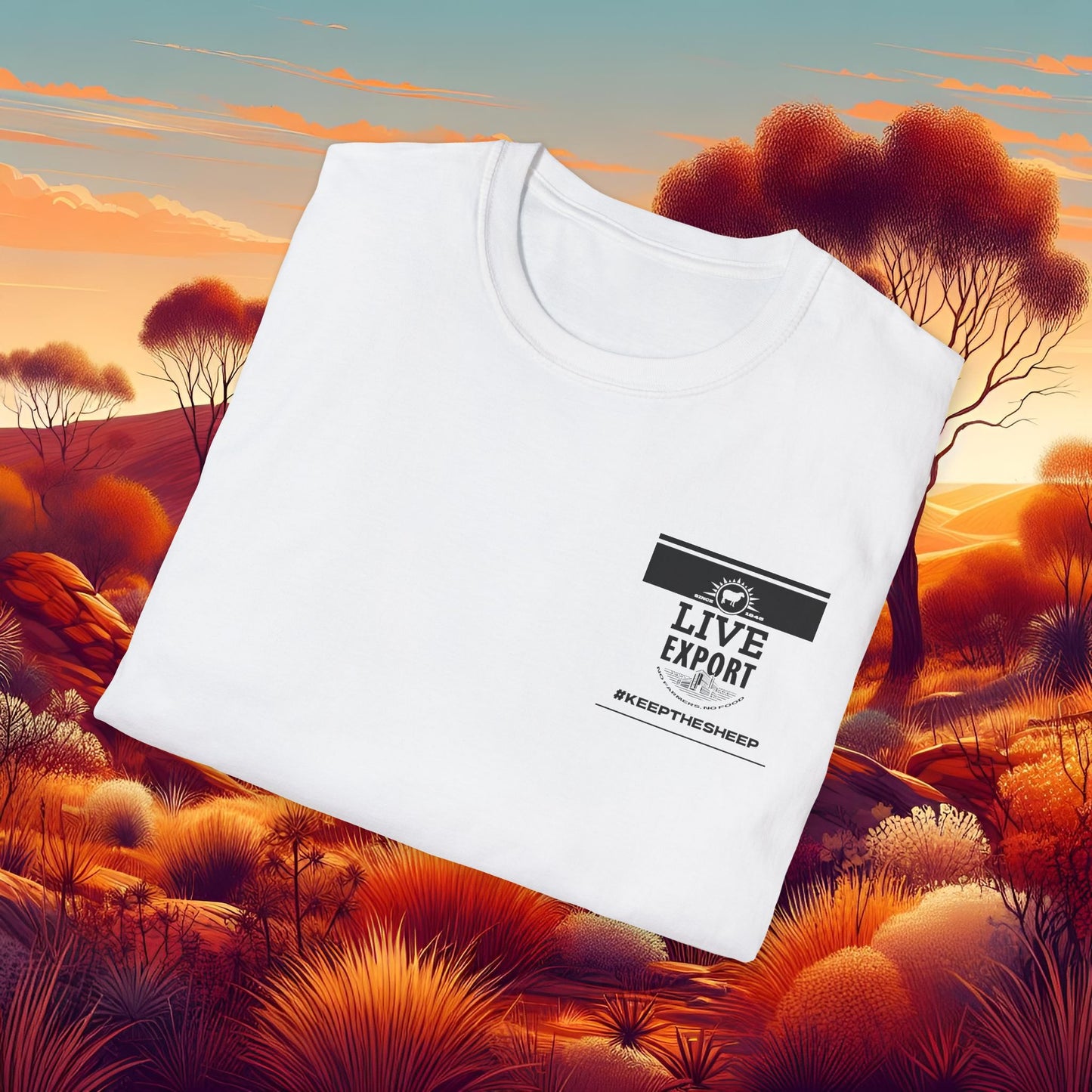 Live Export Keep the Sheep Black & White Unisex Softstyle T-Shirt