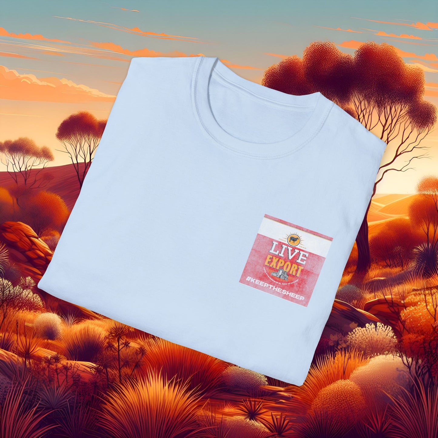 Worn and Distressed Live Export #keepthesheep Unisex Softstyle T-Shirt - Bold Graphic Tee for Keep the Sheep movement