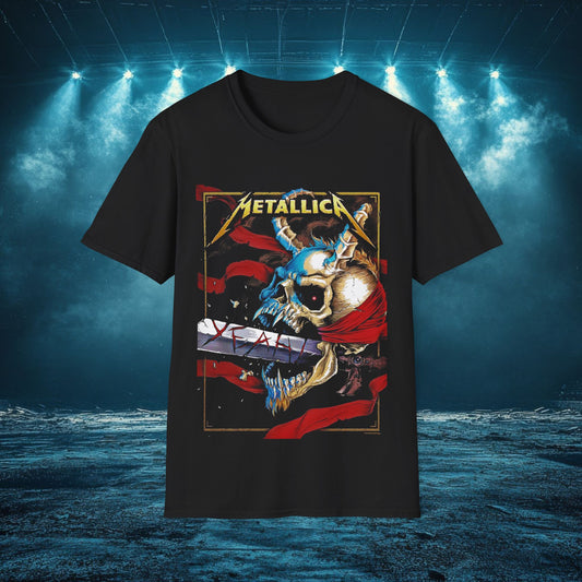 Metallica Skull Graphic 3 Unisex Softstyle T-Shirt, Band Tee, Music Apparel, Perfect Gift for Rock Fans, Concert Wear, Casual Style