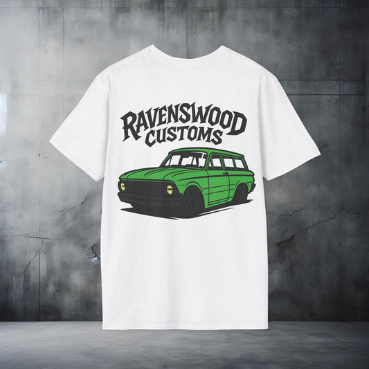 Ravenswood Customs Unisex Softstyle T-Shirt - Green XP Falcon Wagon Design, Cool Graphic Tee