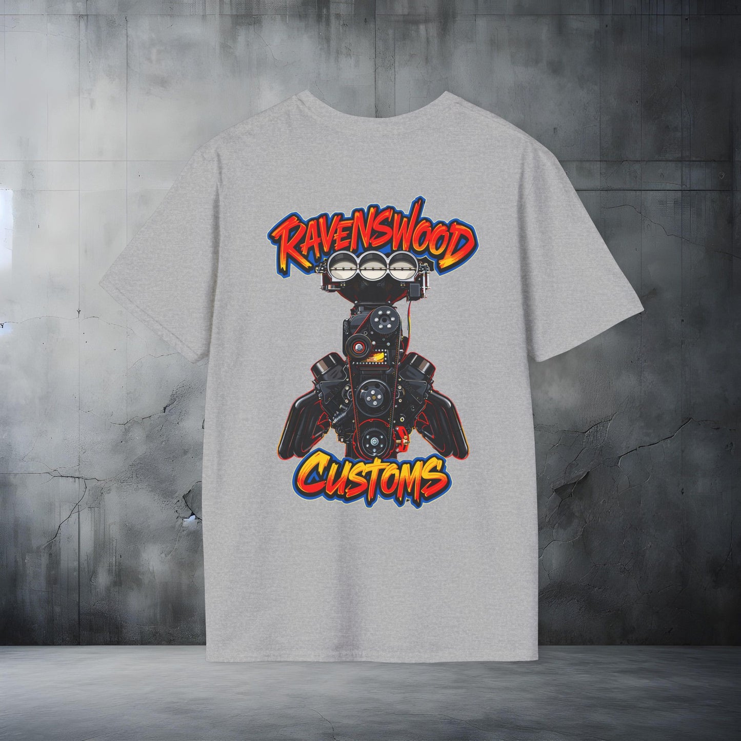 Ravenswood Customs Blown Injected Chevy Engine Graphic T-Shirt