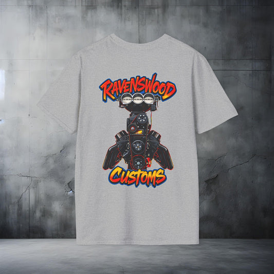 Ravenswood Customs Blown Injected Chevy Engine Graphic T-Shirt