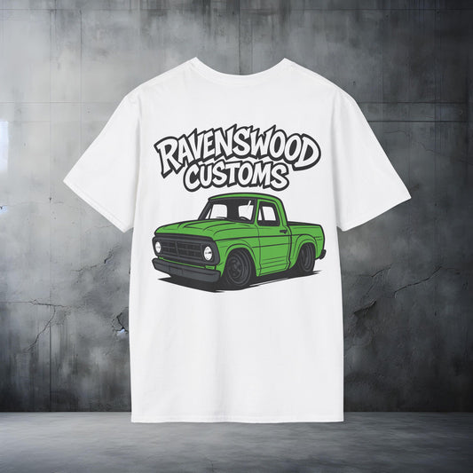 Ravenswood Customs Unisex Softstyle T-Shirt - Green Vintage F-Truck Design, Cool Graphic Tee
