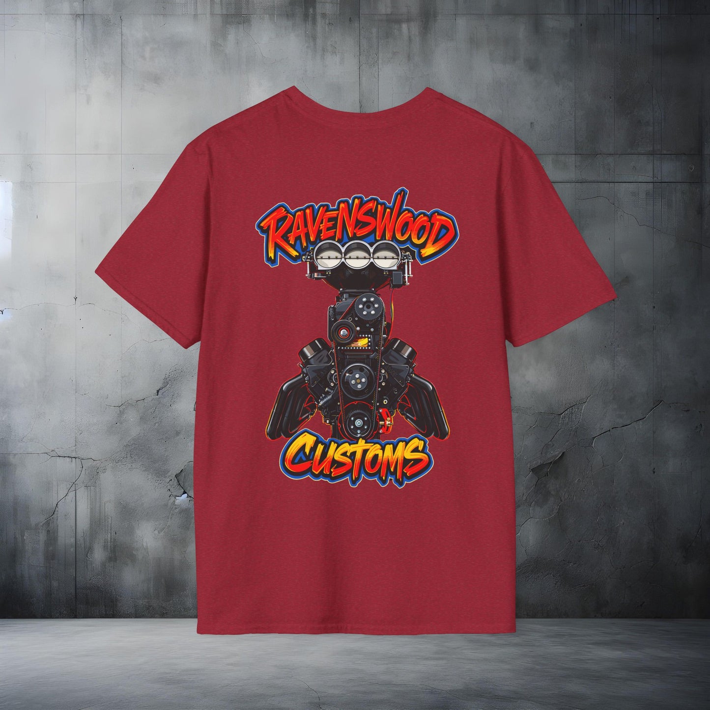 Ravenswood Customs Blown Injected Chevy Engine Graphic T-Shirt