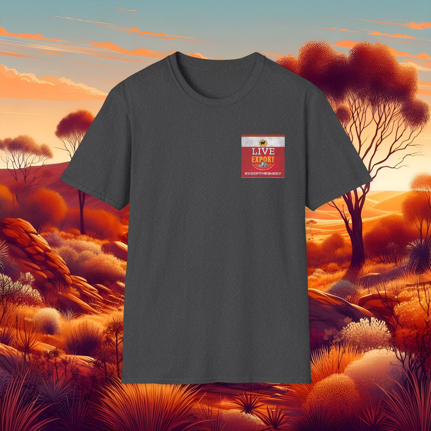 Worn and Distressed Live Export #keepthesheep Unisex Softstyle T-Shirt - Bold Graphic Tee for Keep the Sheep movement