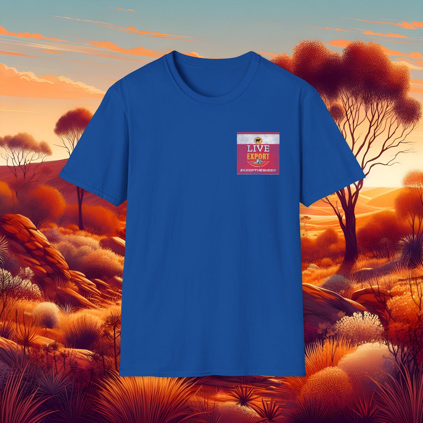 Worn and Distressed Live Export #keepthesheep Unisex Softstyle T-Shirt - Bold Graphic Tee for Keep the Sheep movement