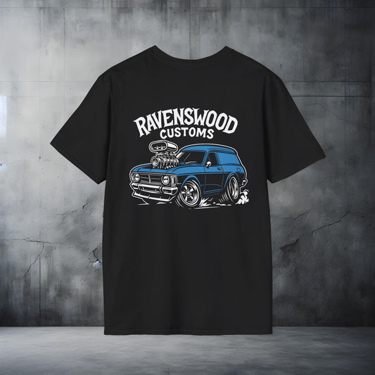 Ravenswood Customs Blue Falcon Graphic Car T-Shirt, Automotive Apparel, Unisex Tee