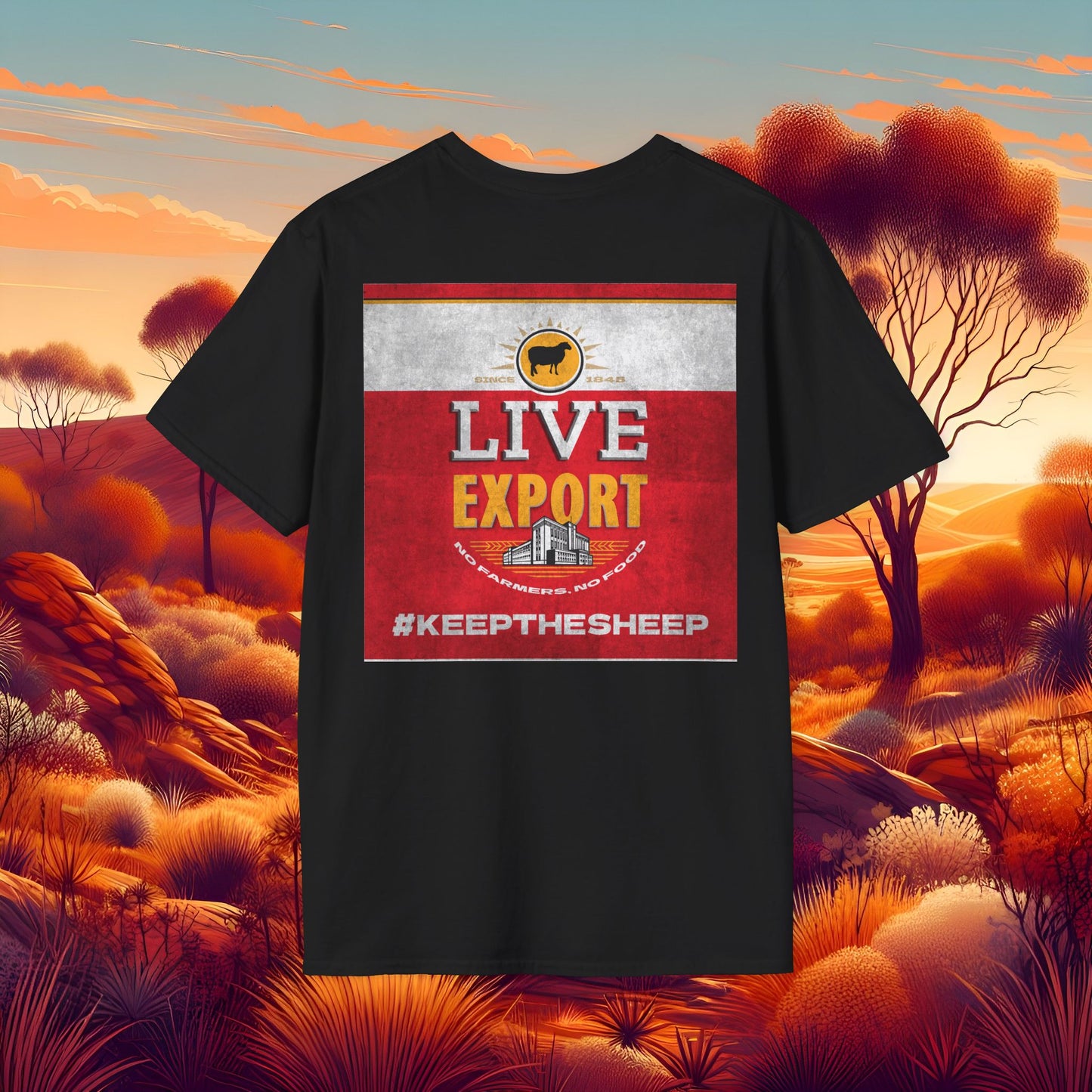 Worn and Distressed Live Export #keepthesheep Unisex Softstyle T-Shirt - Bold Graphic Tee for Keep the Sheep movement