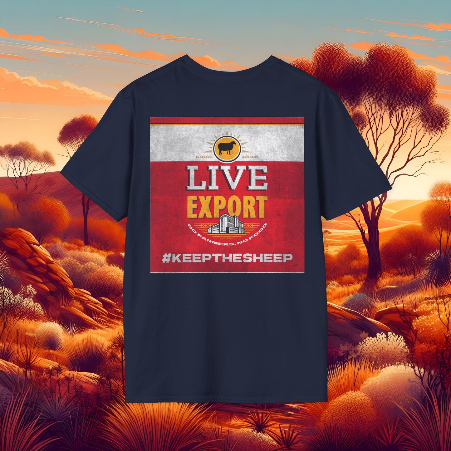 Worn and Distressed Live Export #keepthesheep Unisex Softstyle T-Shirt - Bold Graphic Tee for Keep the Sheep movement