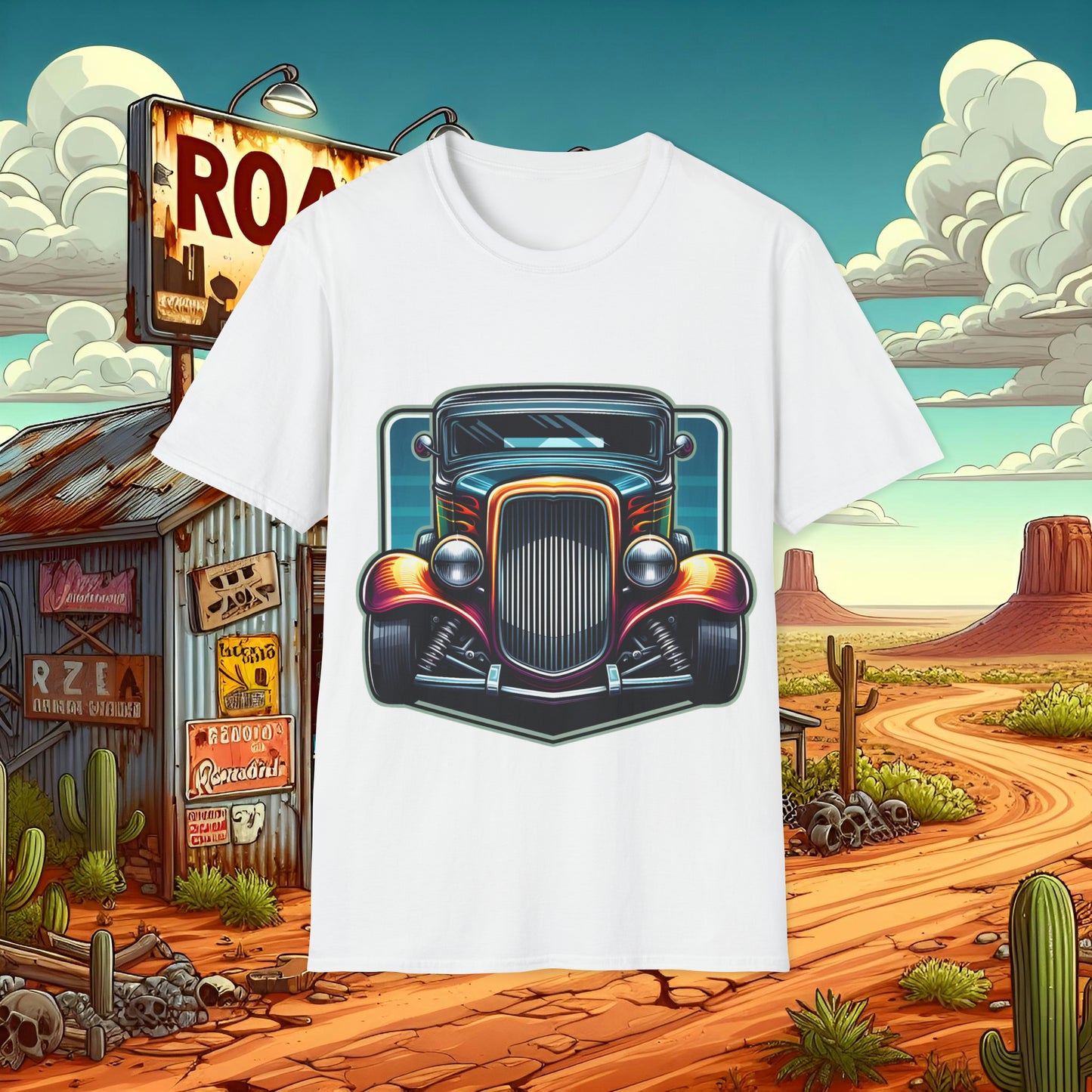 Toon Hot Rod 1 Unisex Softstyle T-Shirt