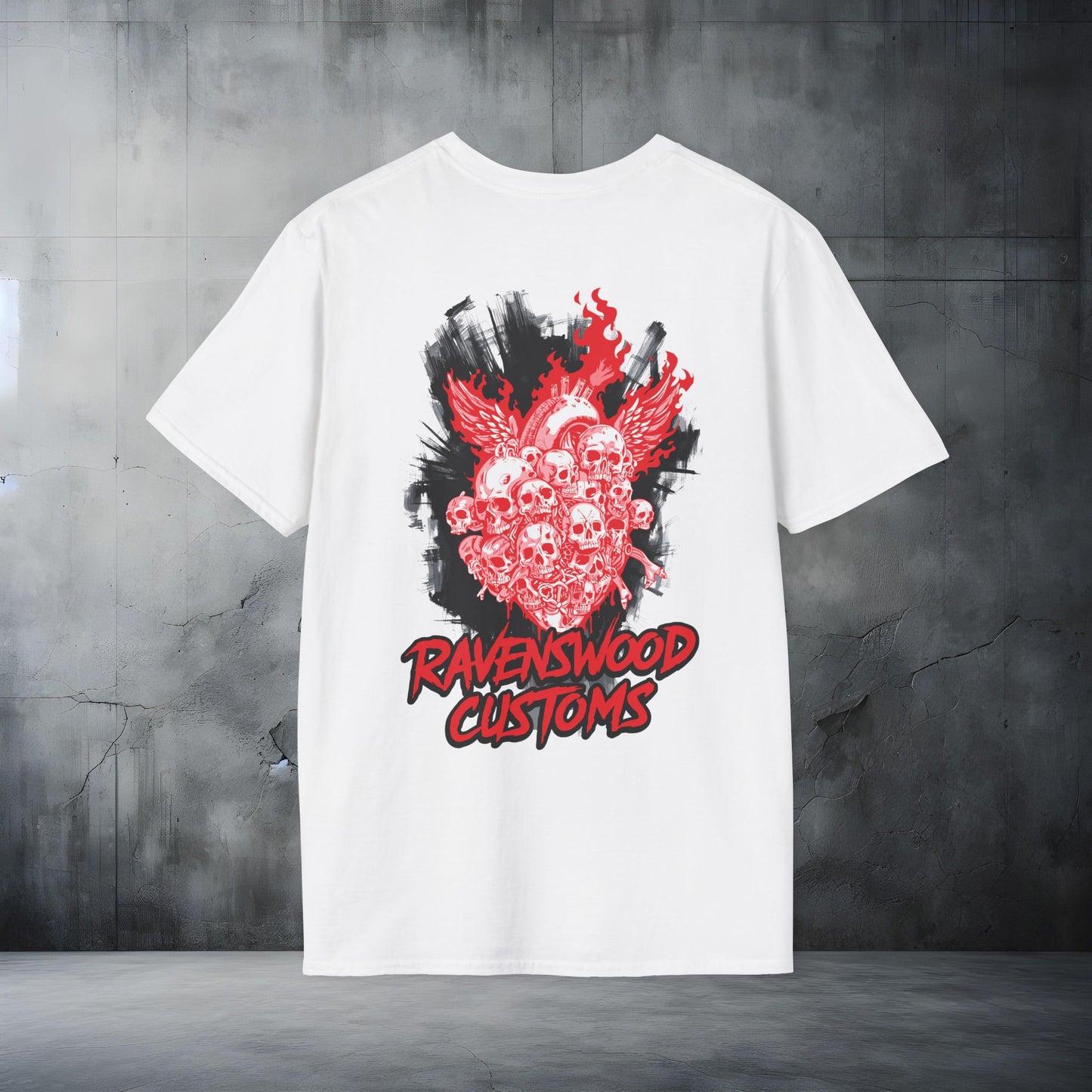 Ravenswood Customs Burning Heart of Skulls T-Shirt Graphic Streetwear Tee