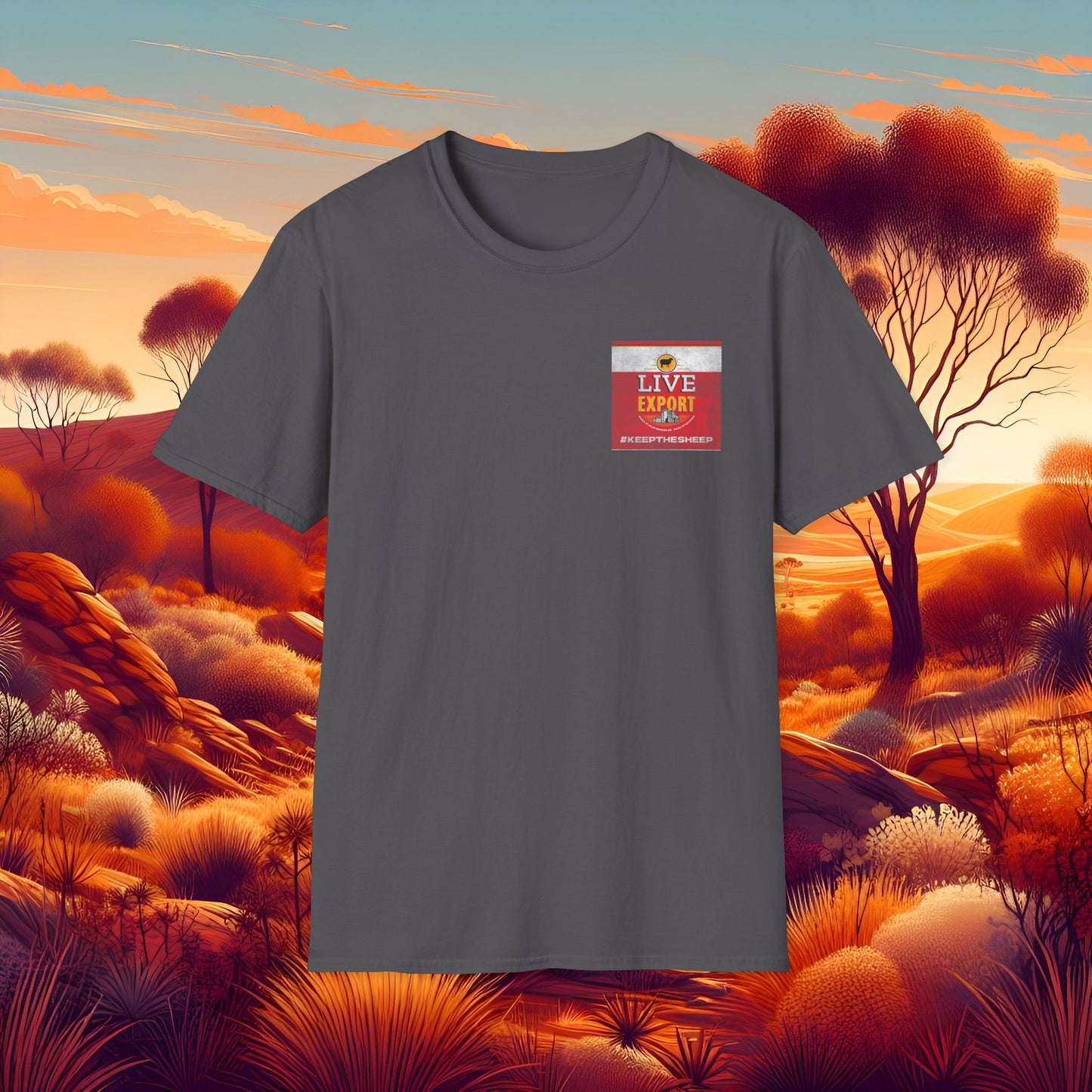 Worn and Distressed Live Export #keepthesheep Unisex Softstyle T-Shirt - Bold Graphic Tee for Keep the Sheep movement