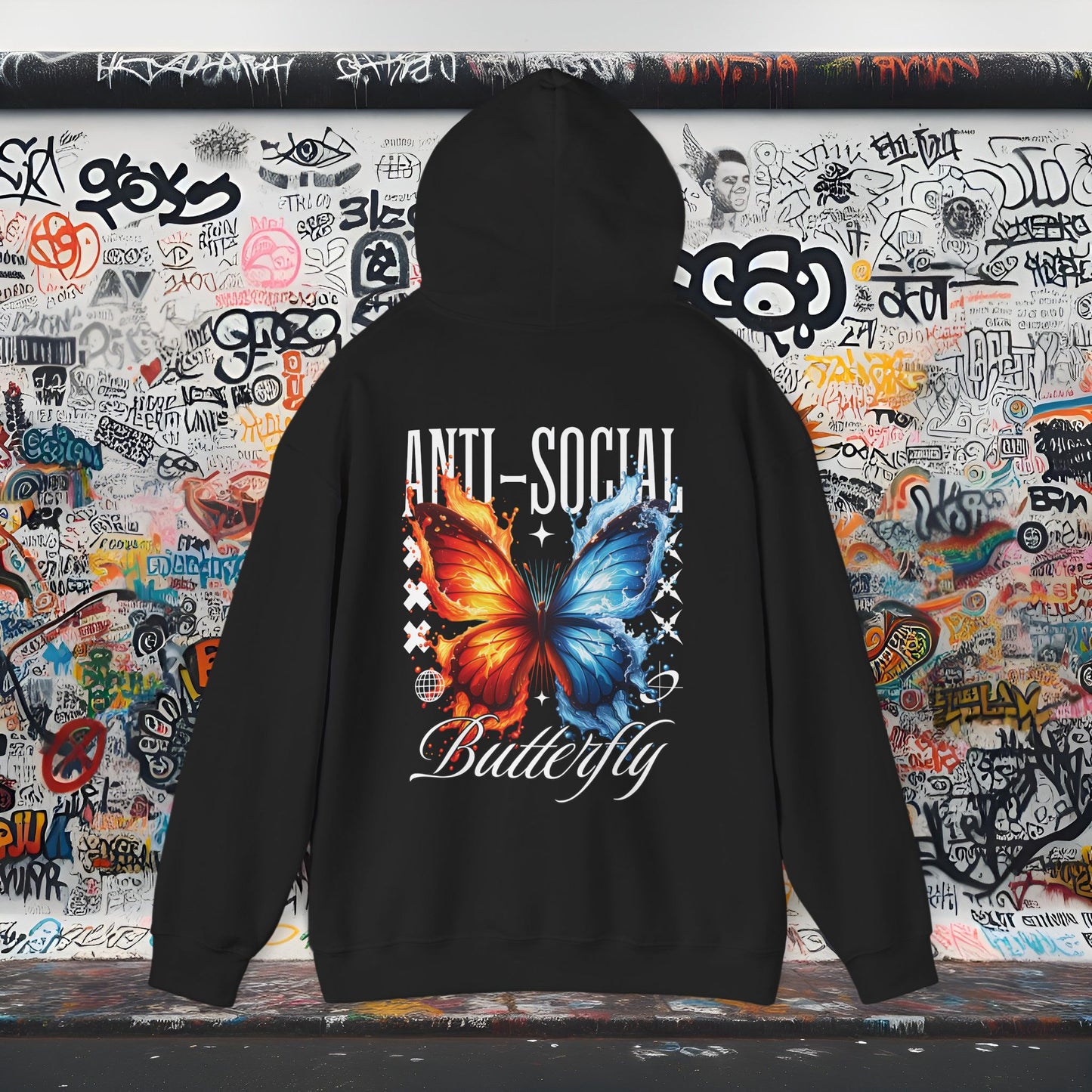 Anti-Social Butterfly Hoodie - Unisex Heavy Blend™, Graphic Sweatshirt for Streetwear Lovers, Perfect Gift for Creatives, Unique Style [...]