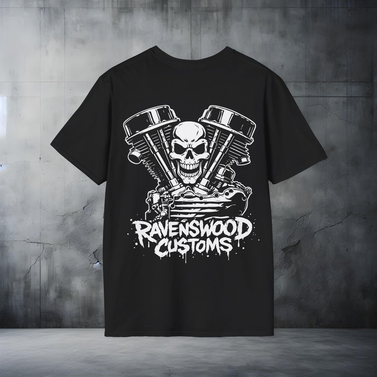 Ravenswood Customs Skull Panhead Vtwin Engine T-Shirt