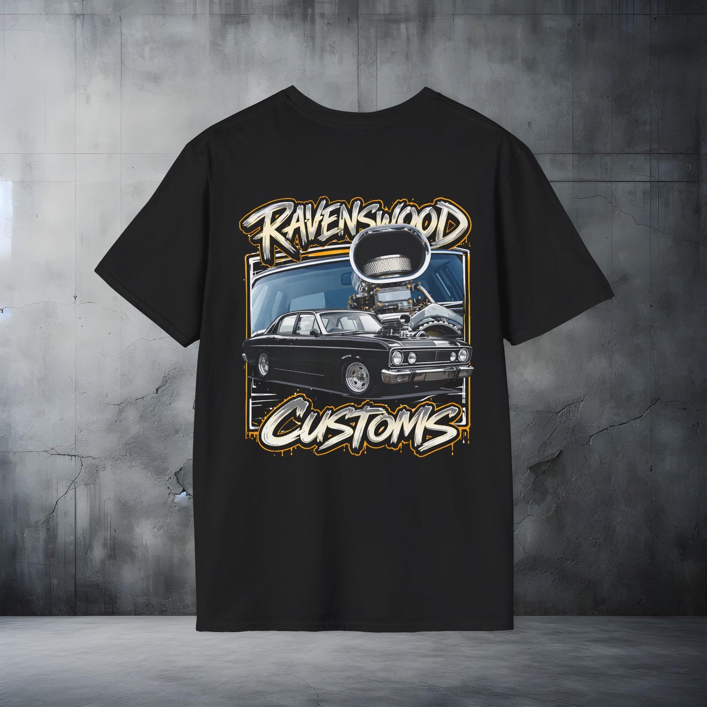 Ravenswood Customs Black Blown XT Falcon Sedan Classic Car T-Shirt