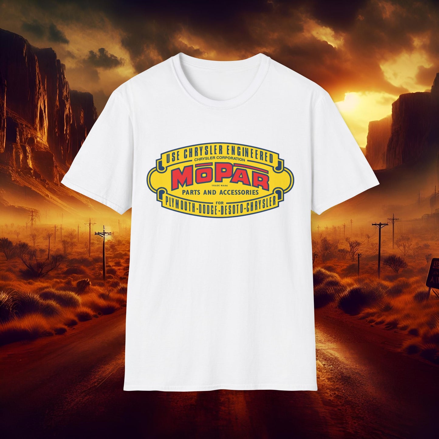 Vintage Mopar Graphic T-Shirt, Classic Car Lover Tee, Unisex Softstyle Shirt, Gift for Mechanic, Retro Auto Apparel