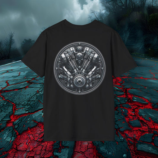 Motorcycle Enthusiast T-Shirt - Vintage Engine Design for Riders