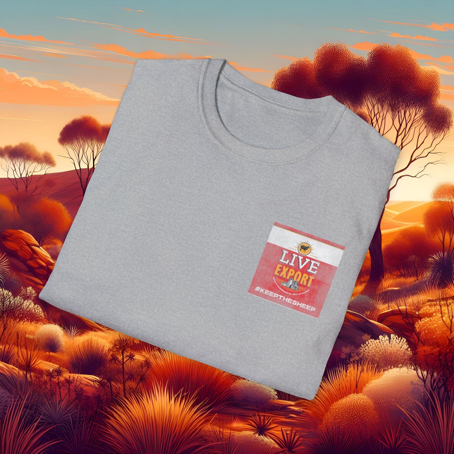 Worn and Distressed Live Export #keepthesheep Unisex Softstyle T-Shirt - Bold Graphic Tee for Keep the Sheep movement