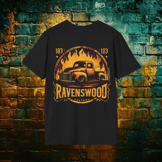Ravenswood Customs Vintage Yellow Car T-Shirt 3, Retro Design, Custom Car Enthusiast Gift, Classic Automobile Apparel
