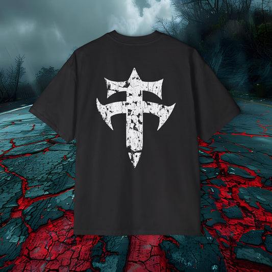 Throttle Therapy TT Logo Graphic Tee Distressed White Emblem Men's Oversized Shirt