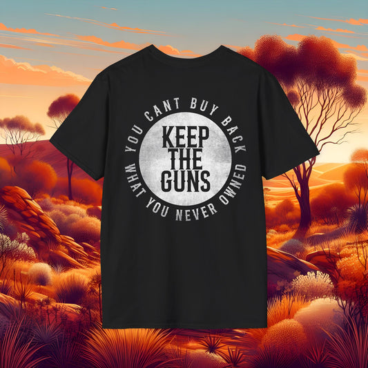Unisex Softstyle T-Shirt: 'Keep the Guns' Graphic Tee