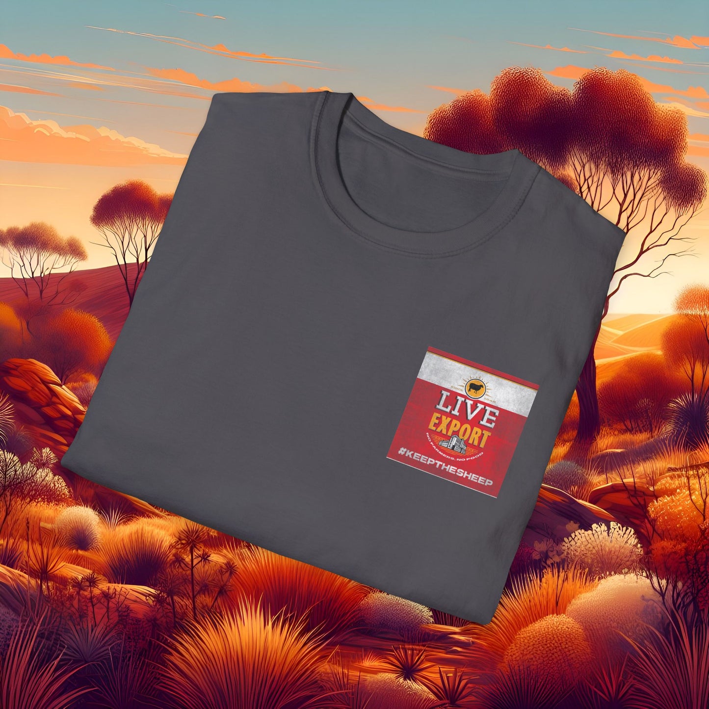 Worn and Distressed Live Export #keepthesheep Unisex Softstyle T-Shirt - Bold Graphic Tee for Keep the Sheep movement