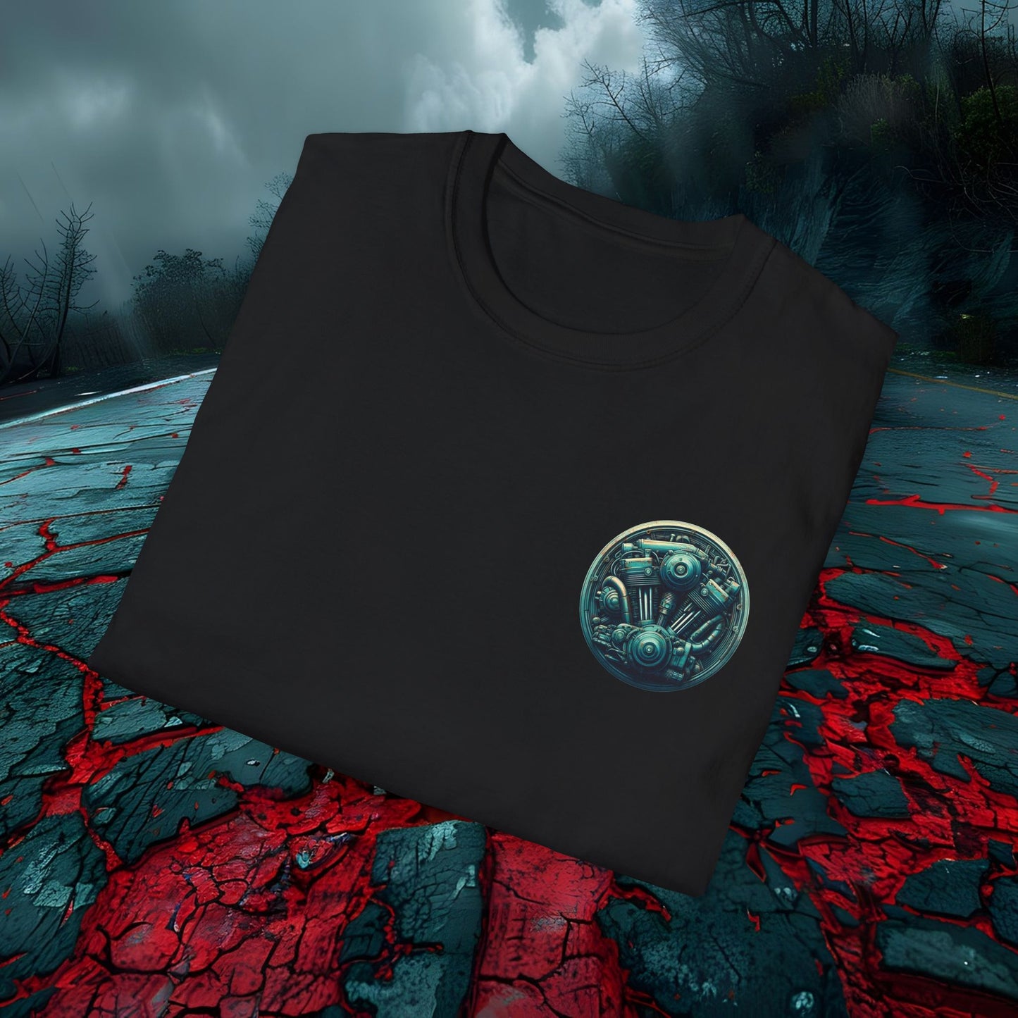 Motorcycle Enthusiast T-Shirt - Vintage Engine Design for Riders